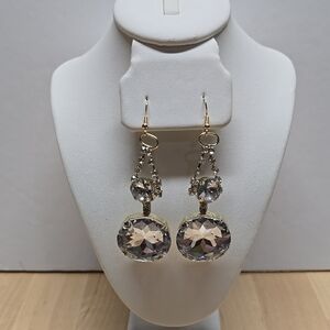 Elegant Gold and Crystal Drop Earrings